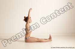 Underwear Gymnastic poses Woman White Moving poses Slim long brown Dynamic poses Academic